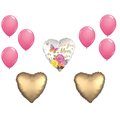 Loonballoon Mother's Day Theme Balloon Set, Standard Size Heart Shape Love You Mom Satin Floral Balloons LB-87746